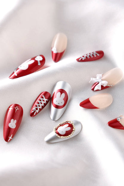Miffy Burgundy Nails
