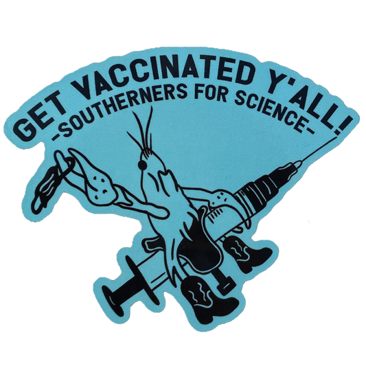 "Get Vaccinated Y'all!" Crawfish Sticker