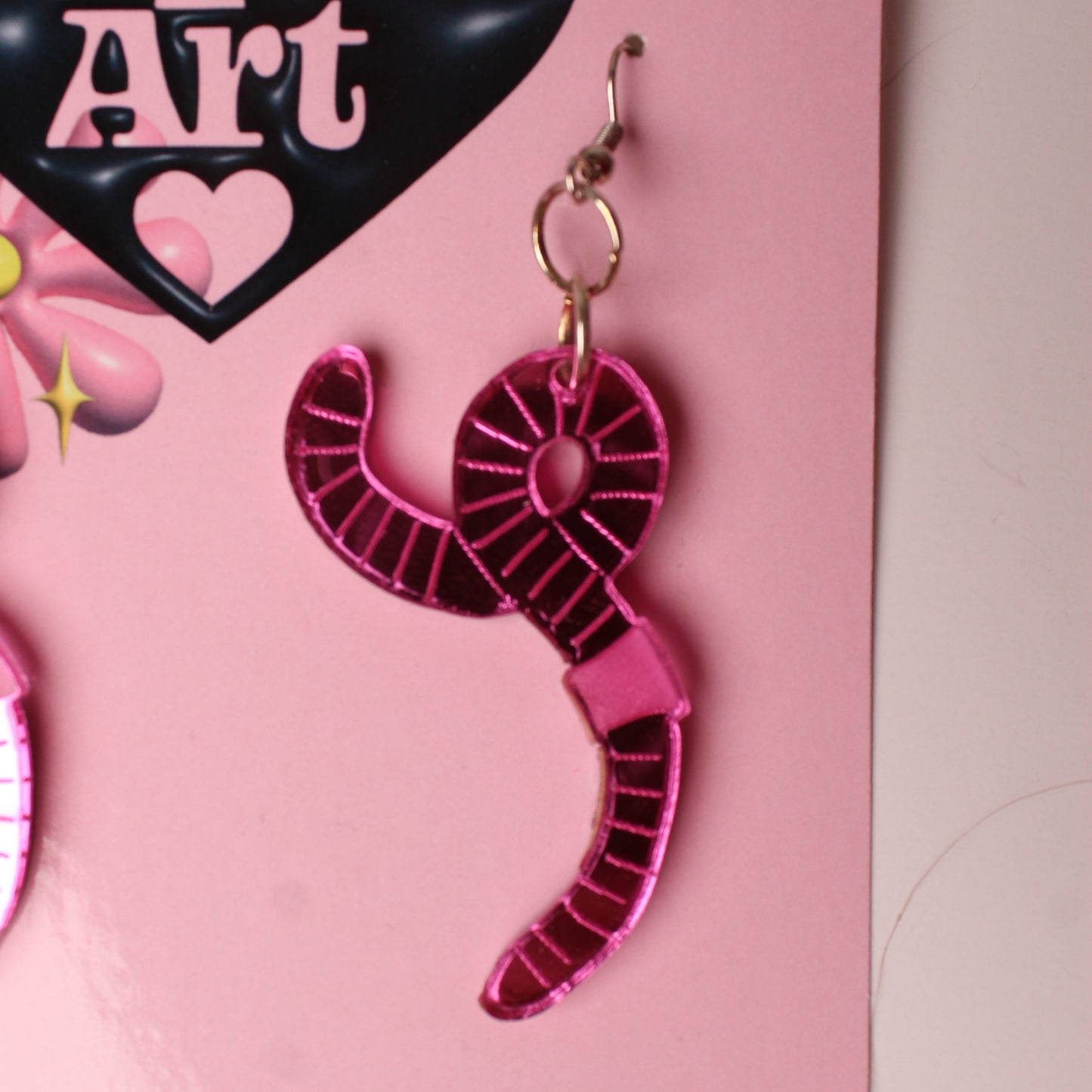 Pink Worm Earrings