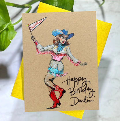Happy Birthday Darlin’- Cowgirl Birthday Card