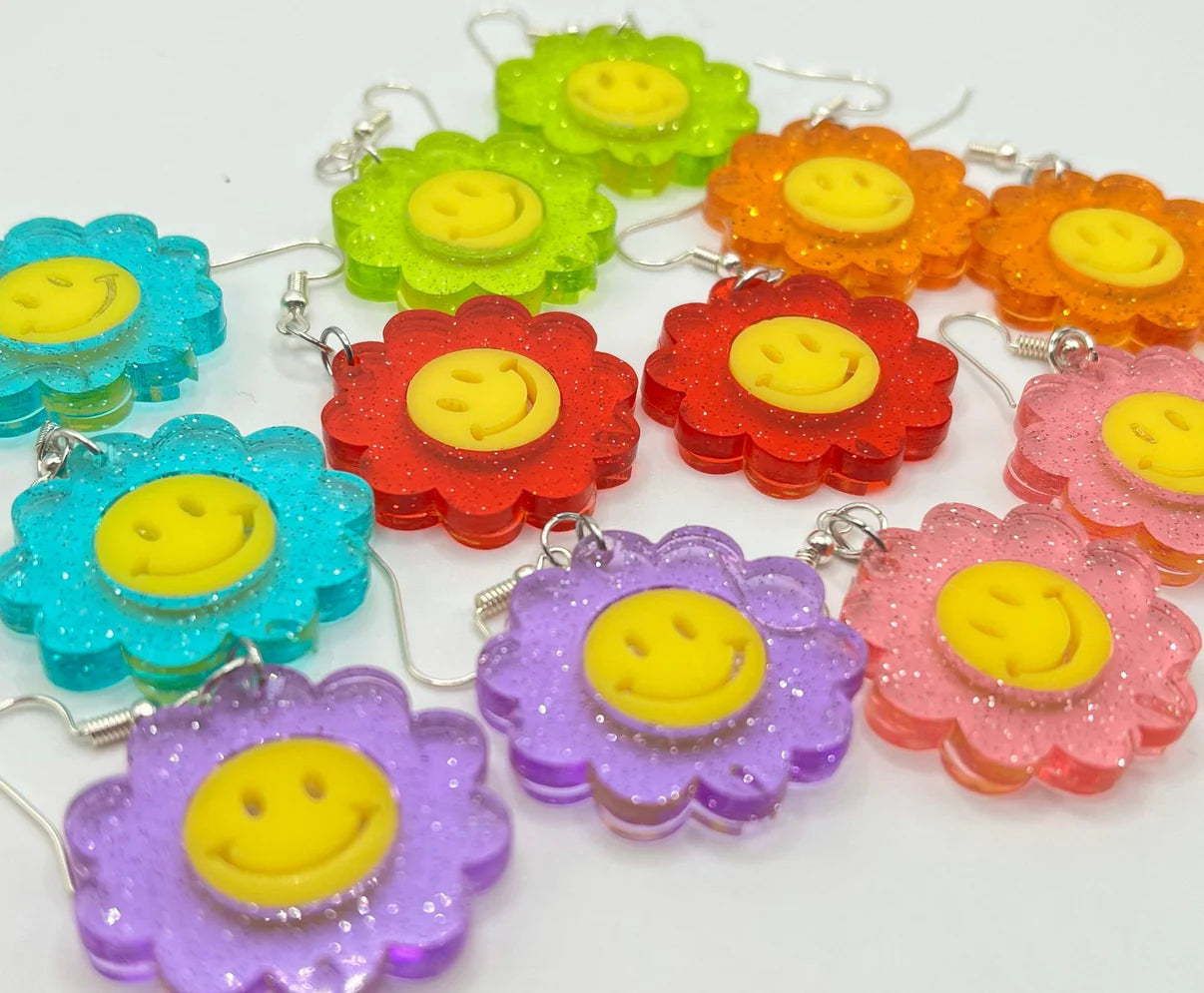 Floral Smiley Earrings