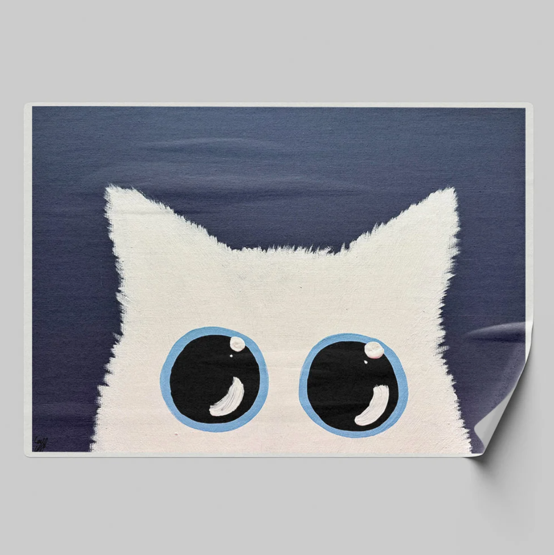 White Cat Sticker