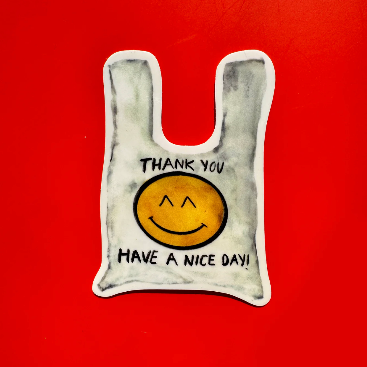 Smiley Takeout Bag Sticker