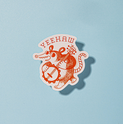 Yeehaw Banjo Possum Sticker
