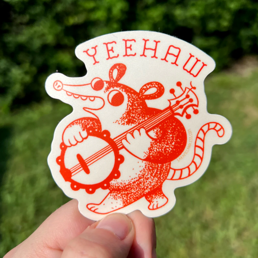 Yeehaw Banjo Possum Sticker
