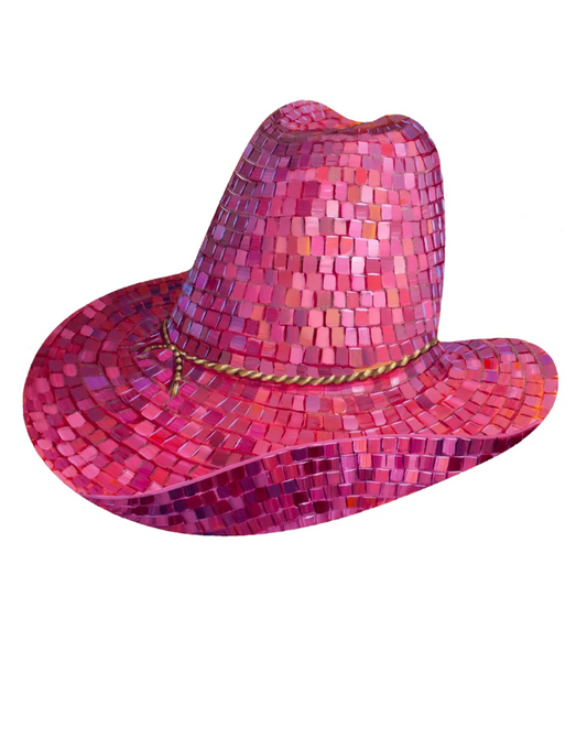 Disco Ball Cowgirl Hat Print