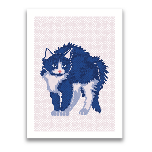 Blue Meowday Print