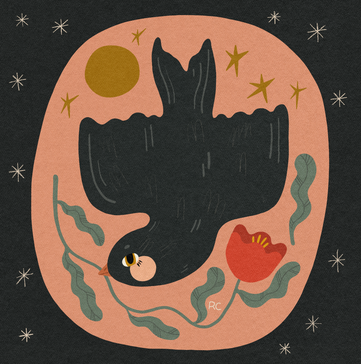 Black Bird Print