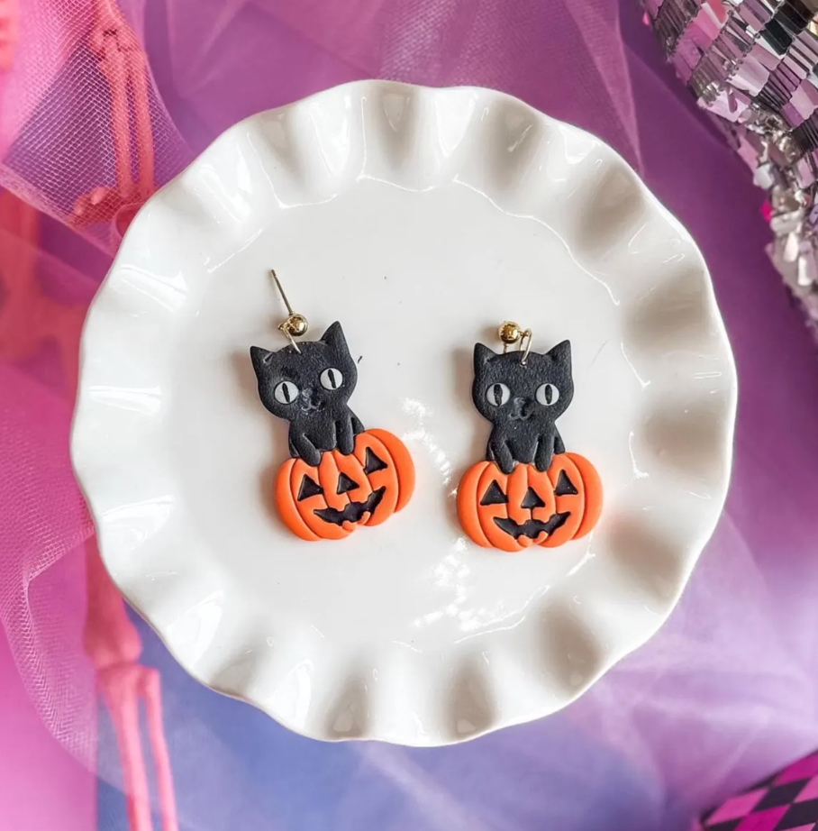 Cat & Pumpkin Earrings