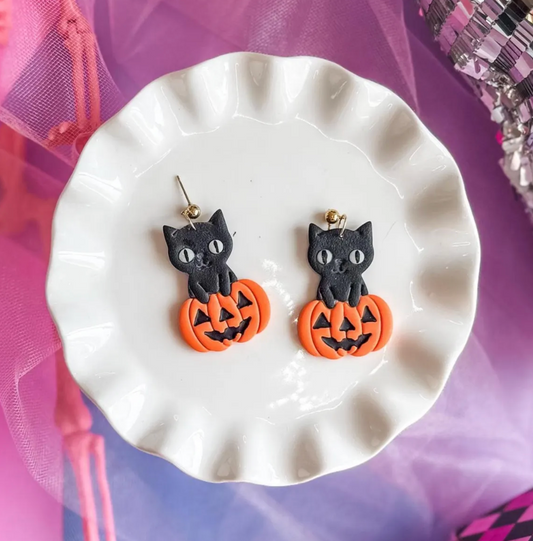 Cat & Pumpkin Earrings