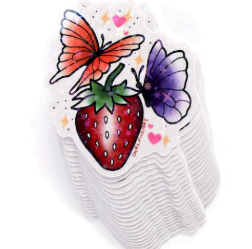 Strawbutterflies Sticker