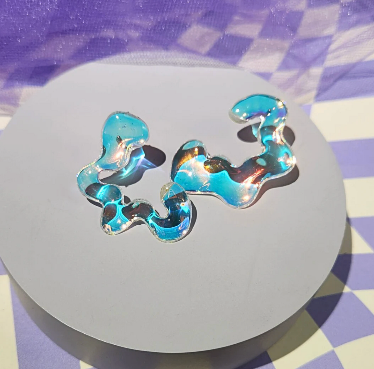 Iridescent Mini Squiggle Earrings