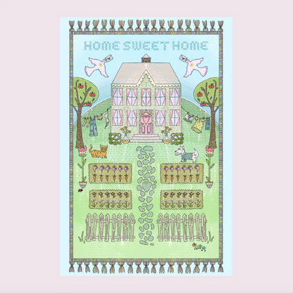 September Blue Postcard