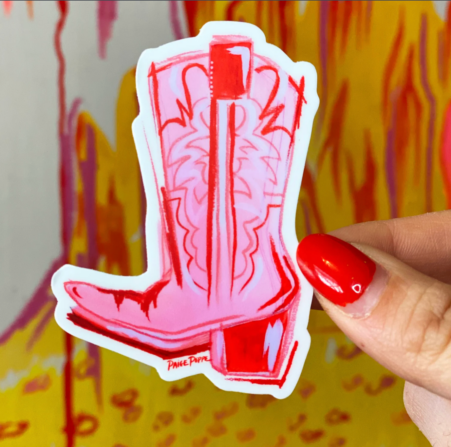 Pink Cowgirl Boot Sticker
