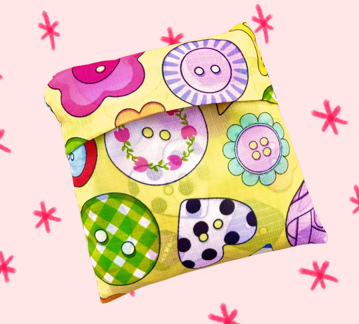 Cute As A Button Folding Shopper Tote