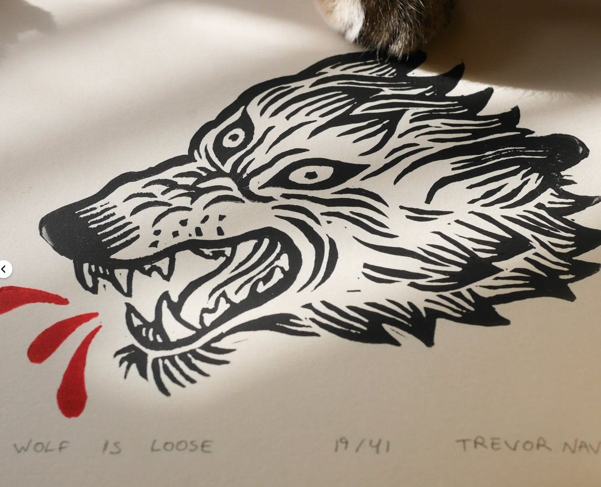 "The Wolf is Loose" - Linocut Print