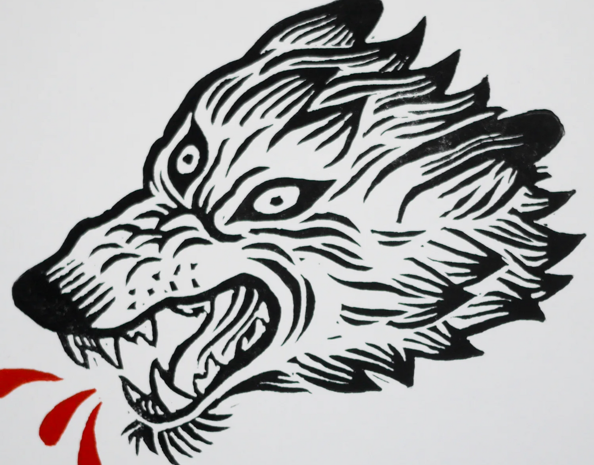 "The Wolf is Loose" - Linocut Print