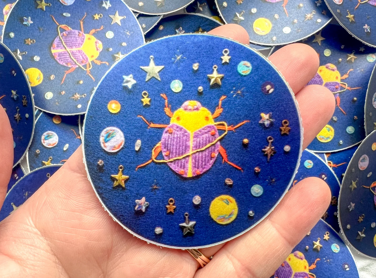 cosmic beetle iridescent stickers
