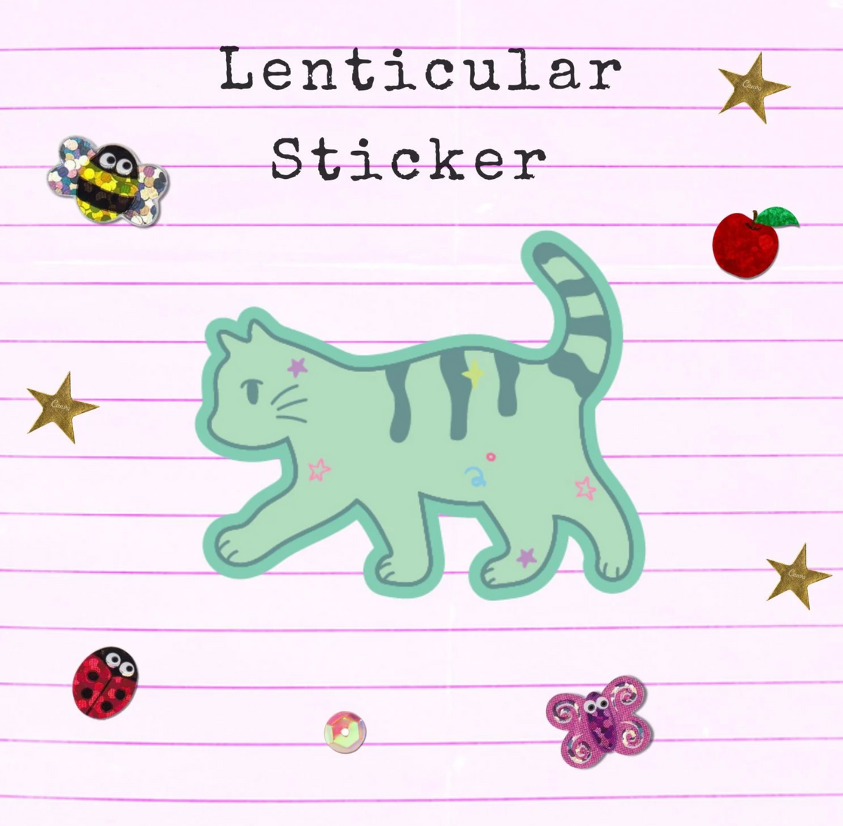 Skelly Kitty Lenticular Sticker