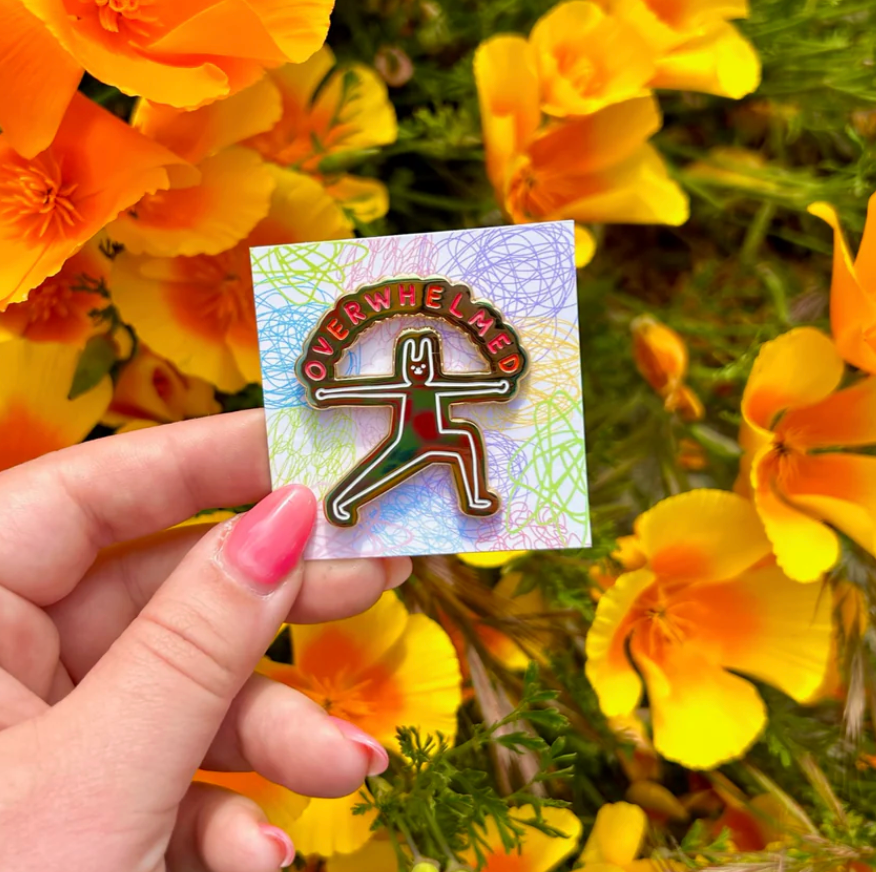 Overwhelmed Enamel Pin