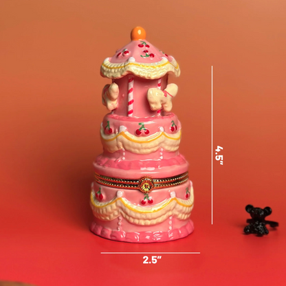 Pink Carousel Cake Trinket Box