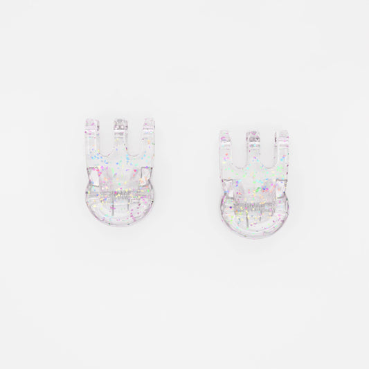 Mini Claw Clip Hoop Earrings in Glitter Jelly