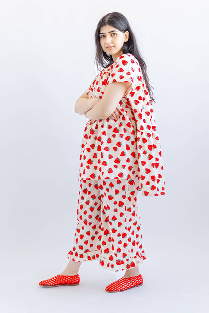 Size Inclusive Plus Size Strawberry Print Tiered Mini Dress