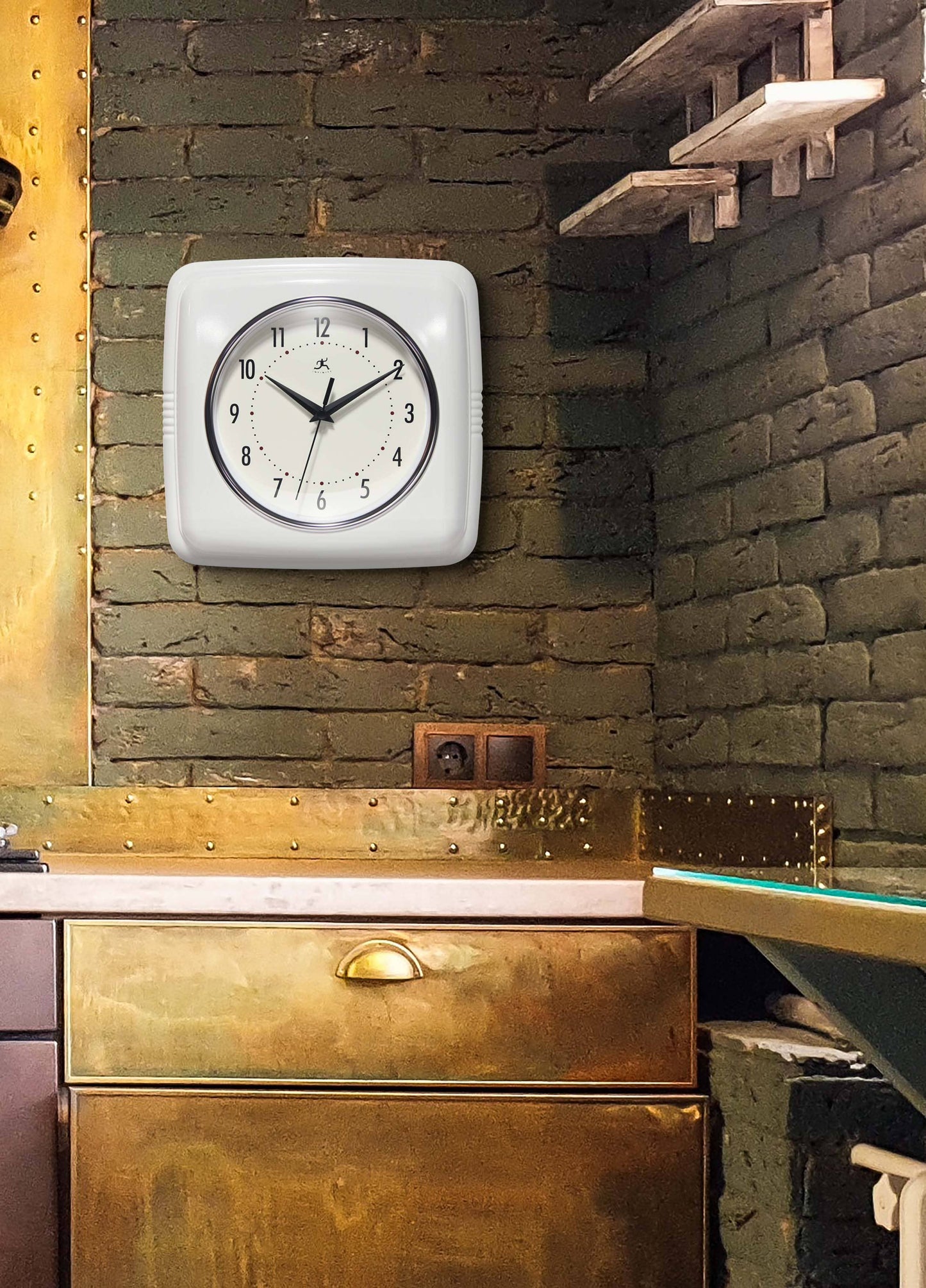 Retro Square White Indoor Wall Clock 9.25 Inch