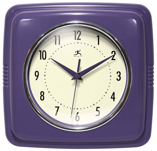 Retro Square Purple Indoor Wall Clock