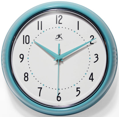 Retro Round Turquoise Indoor Wall Clock