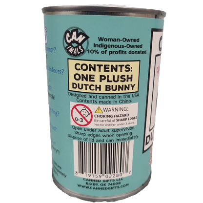 Canned Dutch Bunny| Farm Animal Plush w/Jokes | Unique Gift