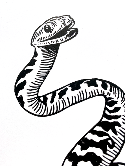 Snake in Boot Linocut Print