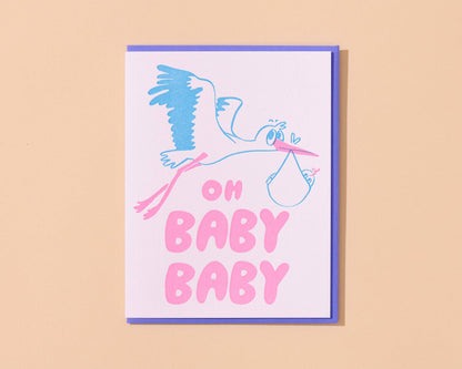 Oh Baby Baby Stork Letterpress BabyCard