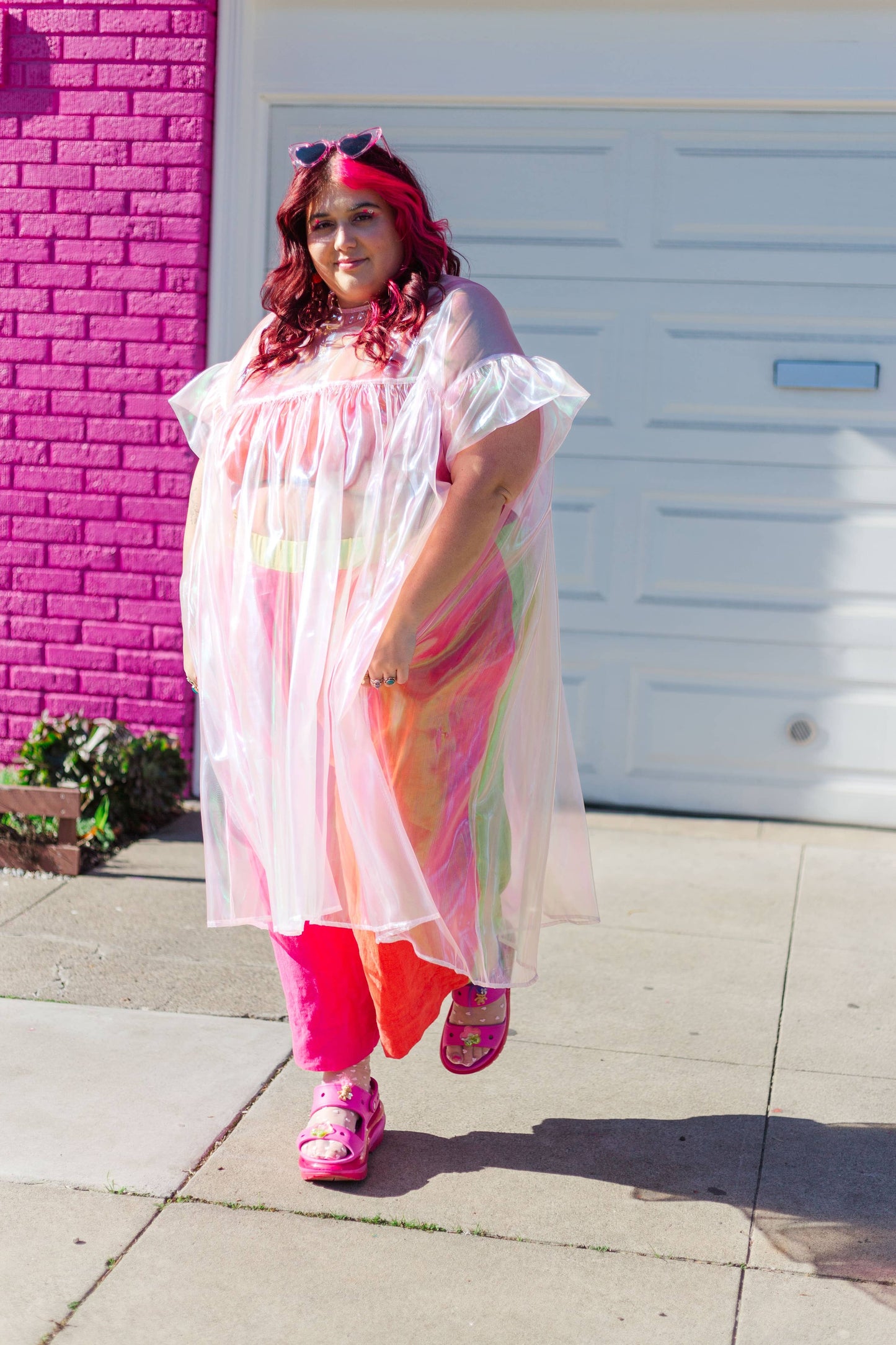 Size Inclusive Plus Size Ruffle Maxi Dress Sheer Pink