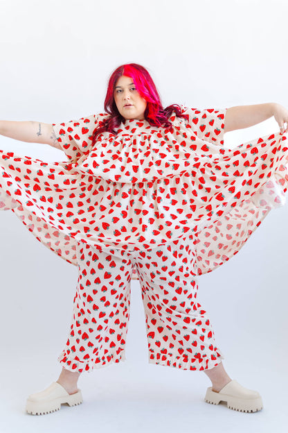 Size Inclusive Plus Size Strawberry Print Tiered Mini Dress