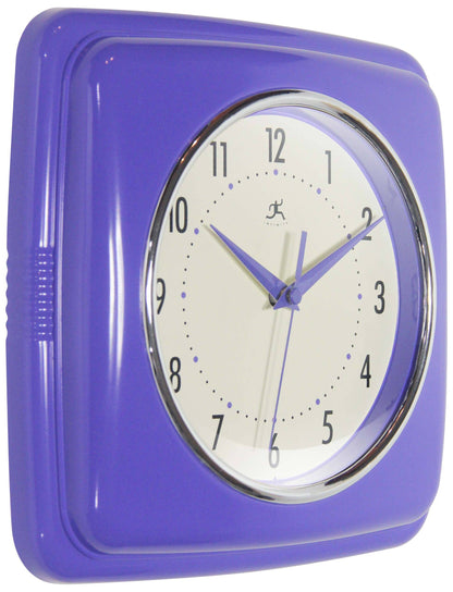 Retro Square Periwinkle Indoor Wall Clock 9.25 Inch
