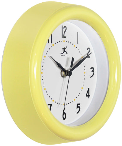 Round Yellow Indoor Wall Clock 8 Inch
