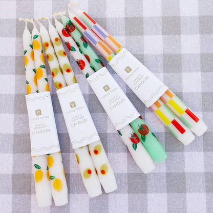 Multicolor Check Taper Candles - 2 Pack