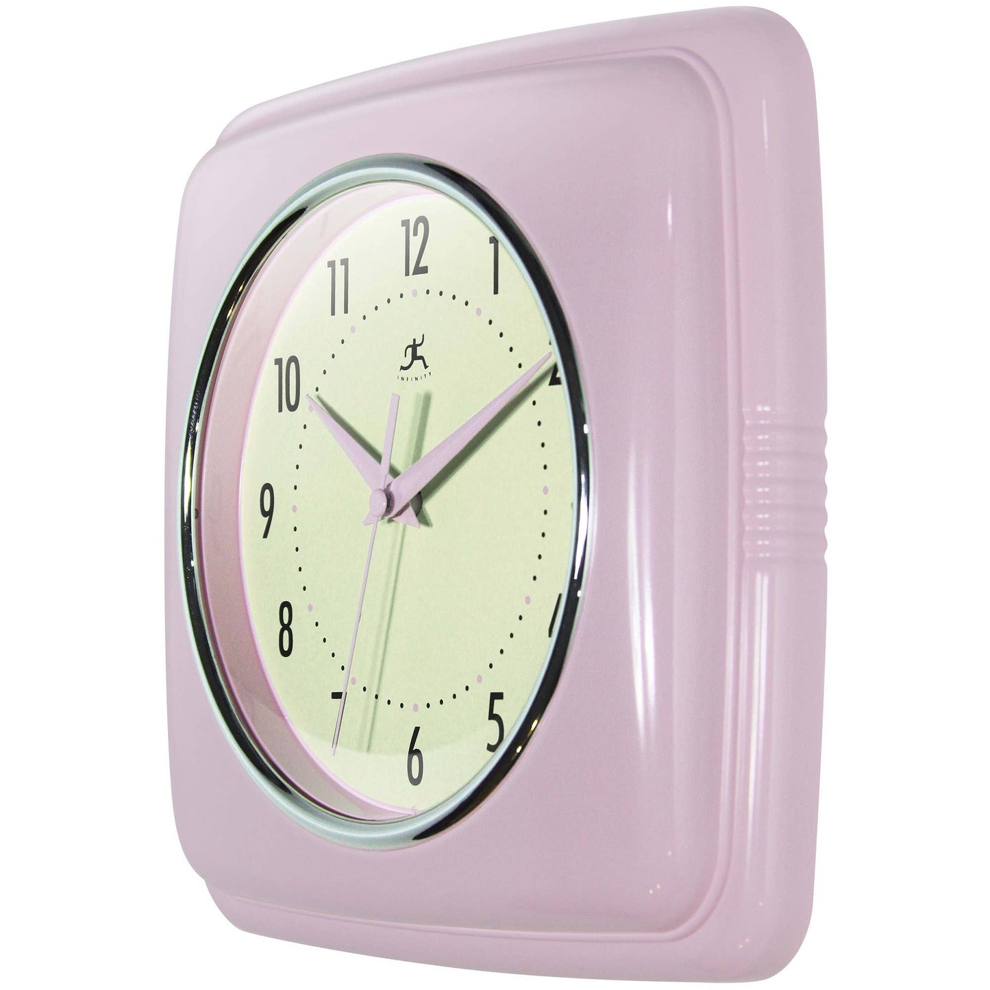 Retro Square Pastel Pink Indoor Wall Clock 9.25 Inch