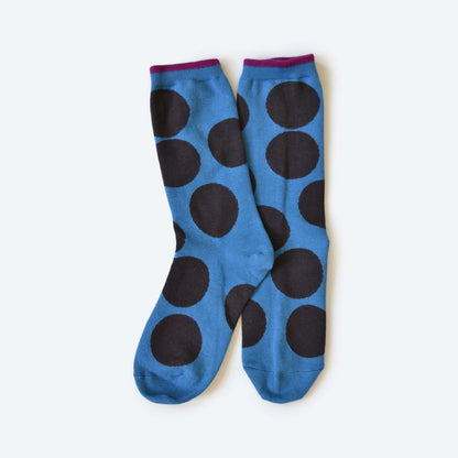 Sutro Bold Dot Crew Socks — Pacific