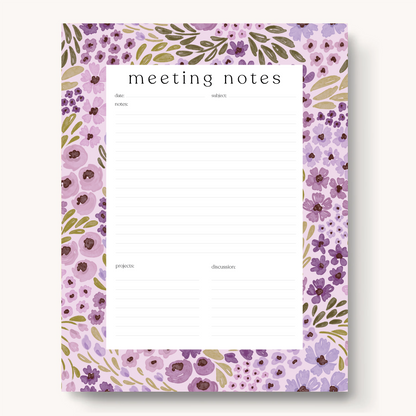 Floral Meeting Notes Notepad