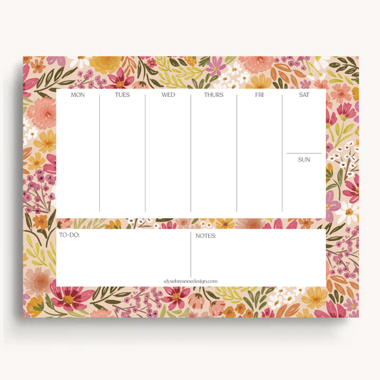 Floral Weekly Planner Notepad