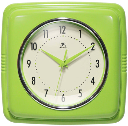 Retro Square Green Indoor Wall Clock 9.25 Inch