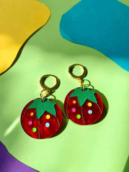 Tomato Pin Cushion Earrings