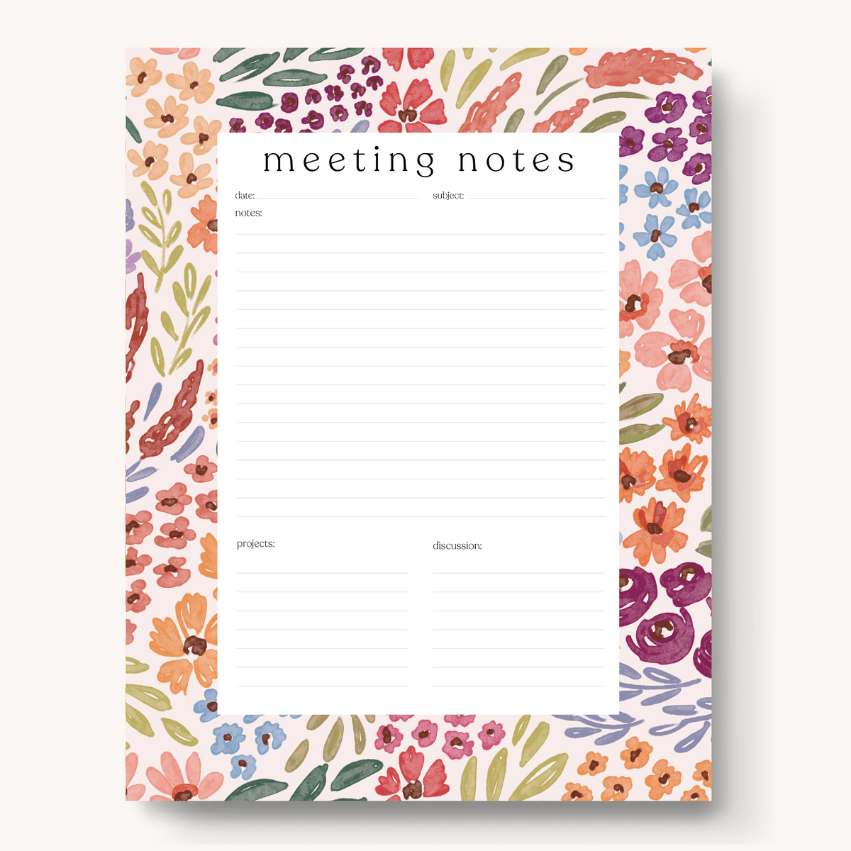 Floral Meeting Notes Notepad