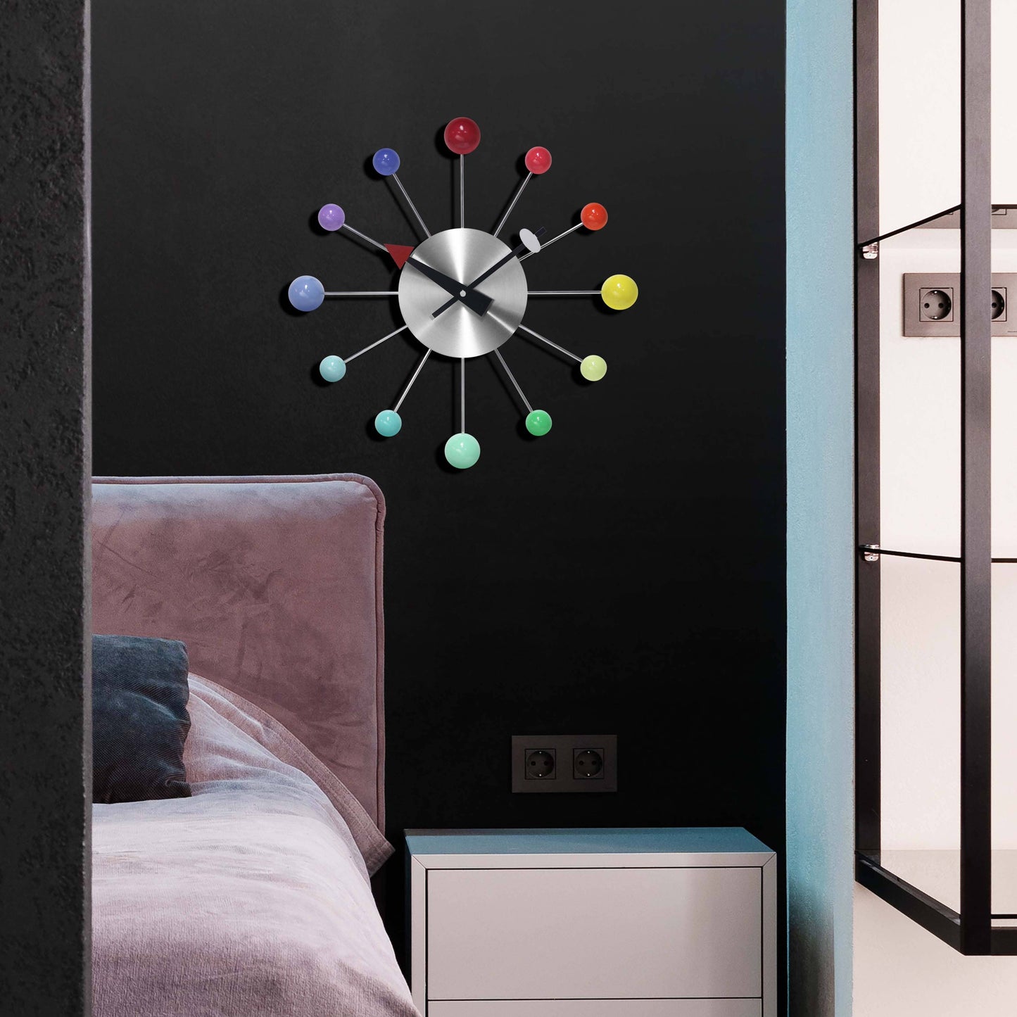 Orb Spoke Rainbow Indoor Wall Clock 15 Inch