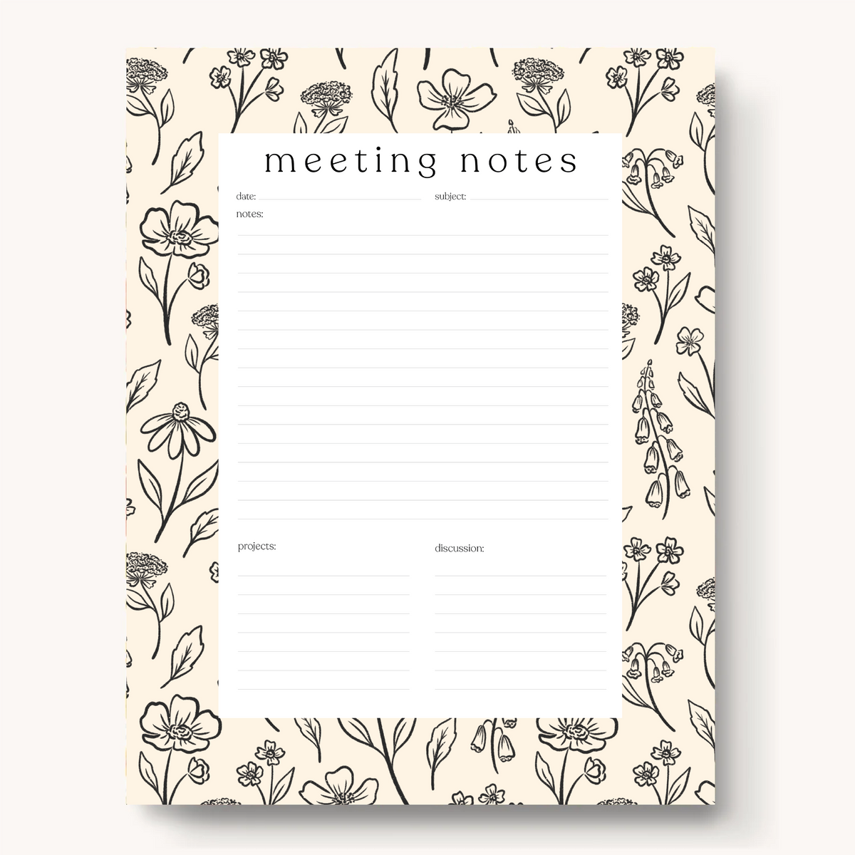 Floral Meeting Notes Notepad