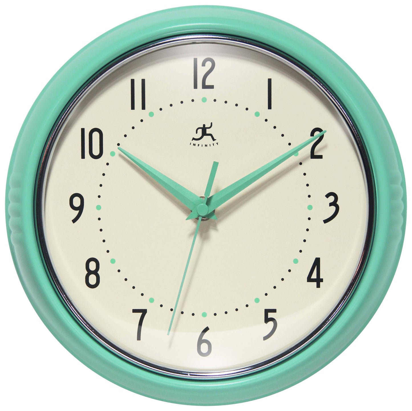 Retro Round Mint Green Indoor Wall Clock 9.5 Inch