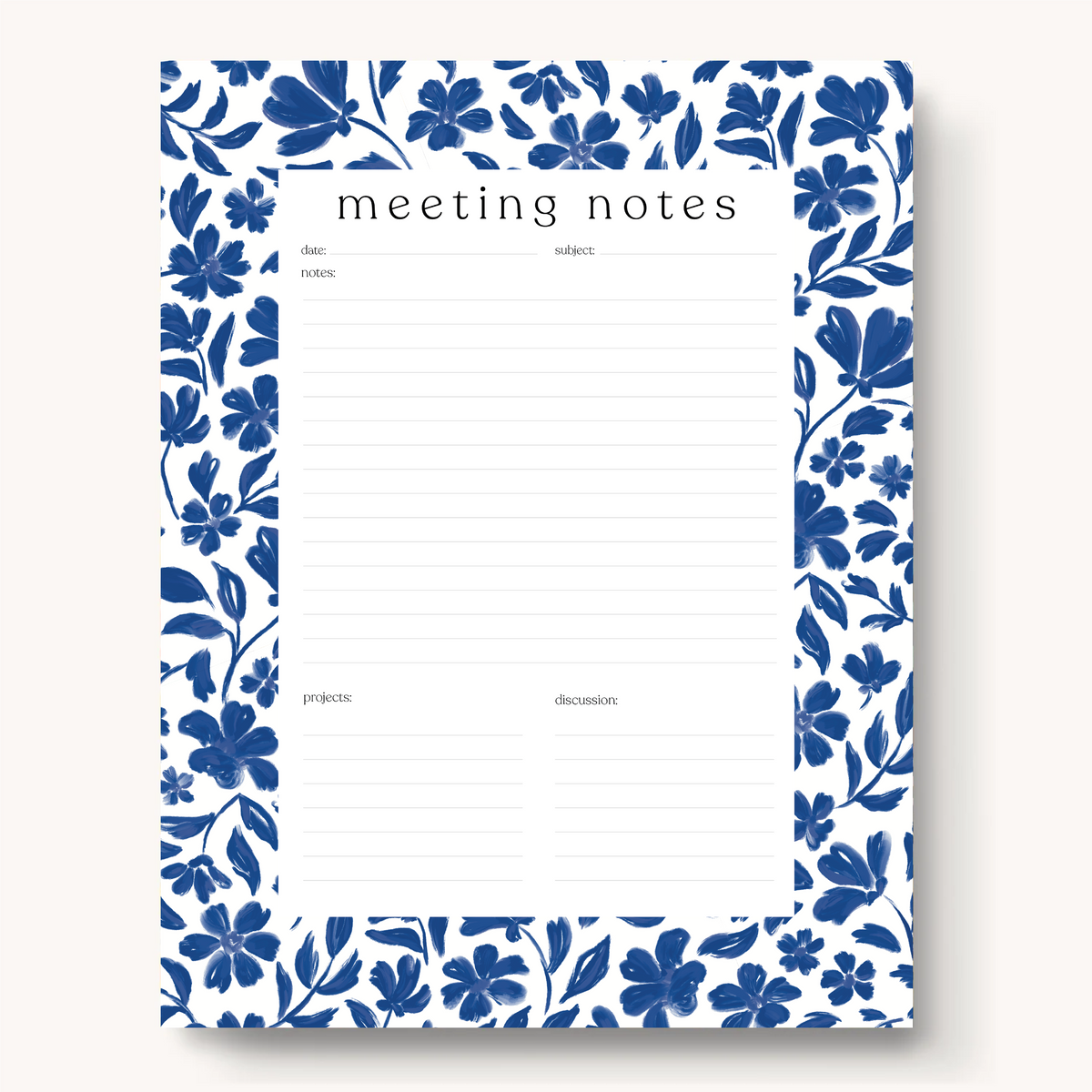 Floral Meeting Notes Notepad