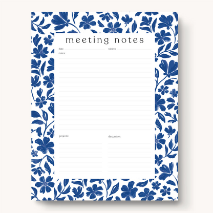 Floral Meeting Notes Notepad